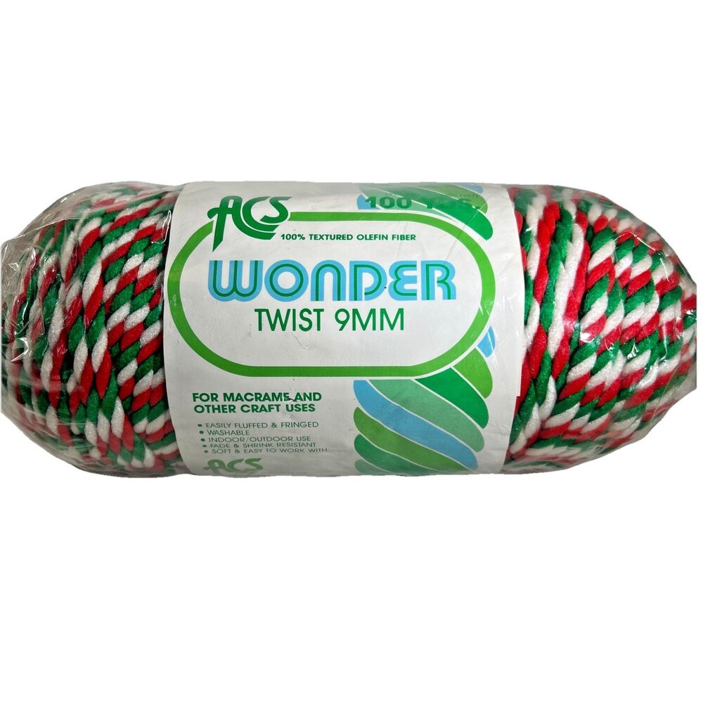 Vintage ACS Wonder‎ Twist 9MM Textured Olefin Fiber Yarn 100 Yds Christmas NOS